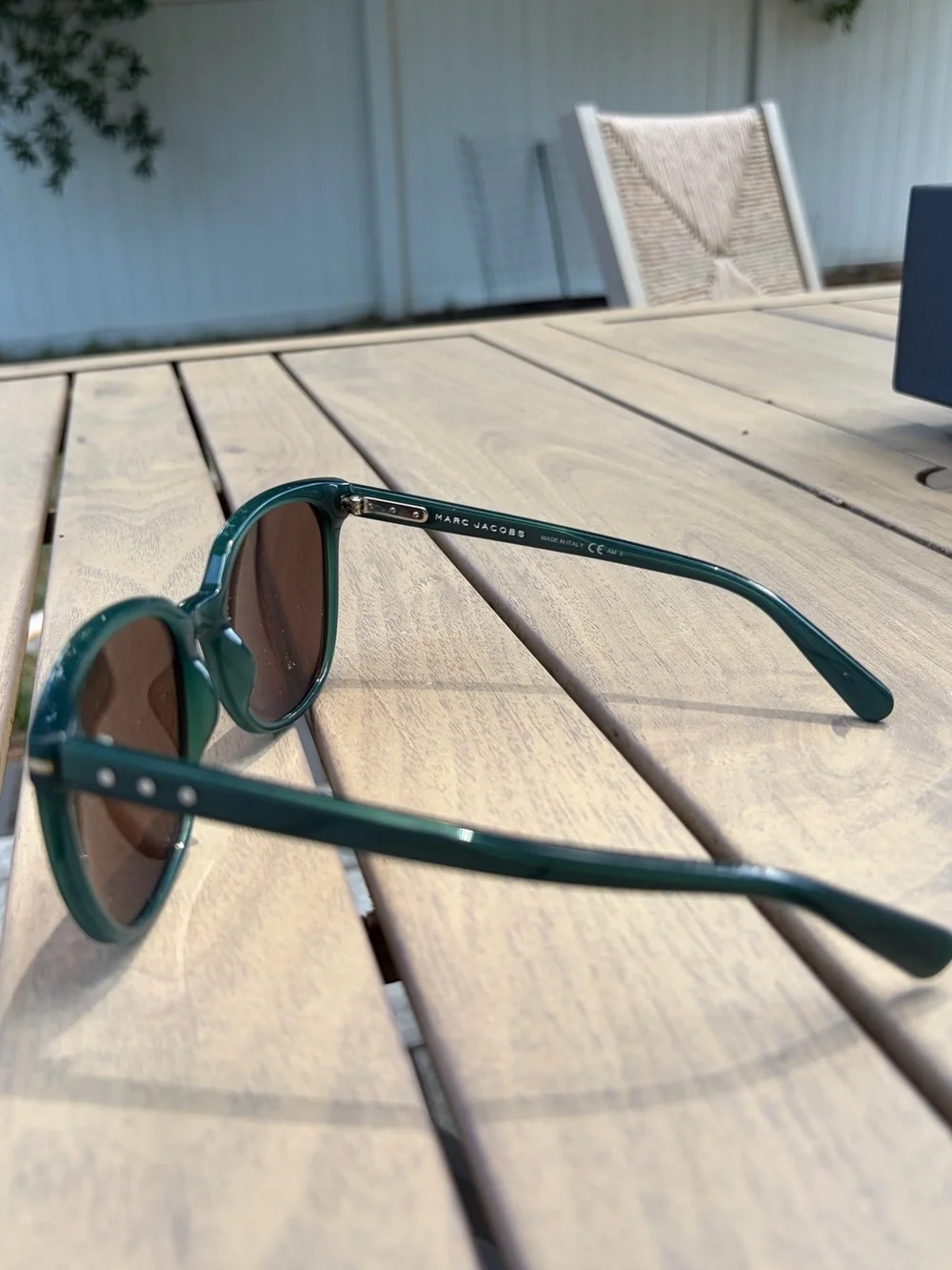 Marc Jacobs Teal Acetate Sunglasses with Brown Lenses